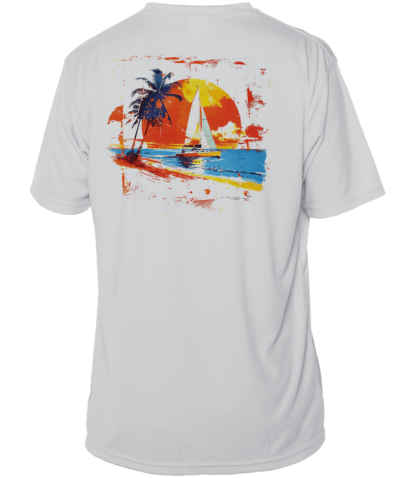 Sunswept Sailing Shirts - Tropical Sailboat Sunset -  UPF 50+ Short Sleeve - Image 3