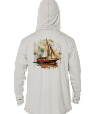 Vintage sailboat sailing shirt with UPF 50+ protection, Pearl Grey, XS. Perfect for sun protection a.