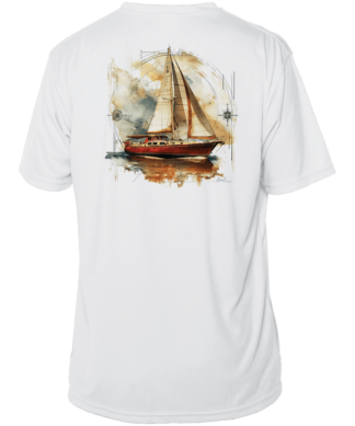 Sunswept Sailing Shirts - Vintage Sailboat Voyage -  UPF 50+ Short Sleeve
