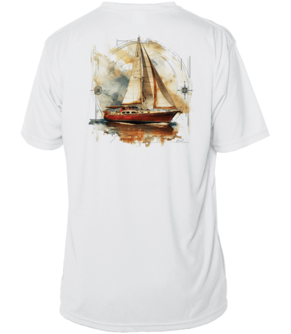 Sunswept Sailing Shirts - Vintage Sailboat Voyage -  UPF 50+ Short Sleeve