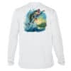 High-quality fishing shirt with large mouth bass graphic, UPF 50+ sun protection, perfect for angler.