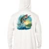 UPF 50+ fishing hoodie featuring a large mouth bass graphic, perfect for anglers and outdoor enthusi.