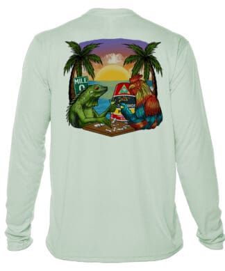 Sun Shirts with Dominos and Tropical Scene.