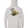 UPF 50+ Pearl Grey Hoodie with Seaplane Design.