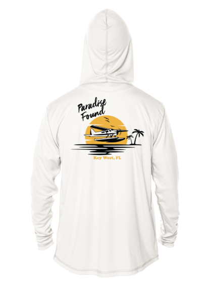 Key West Sun Shirts - Paradise Found with Seaplane - UPF 50+ Hoodie - Image 7