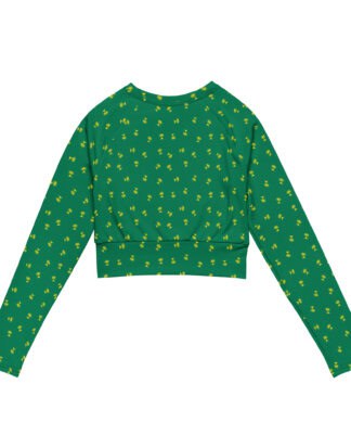 UPF 50+ Recycled Long-Sleeve Crop Top with Palm Print.