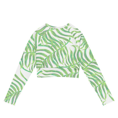 Key West Sun Shirts – Tropical Ferns – UPF 50+ Recycled Long-Sleeve Crop Top - Image 6