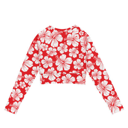 Key West Sun Shirts – White Hibiscus – UPF 50+ Recycled Long-Sleeve Crop Top - Image 6