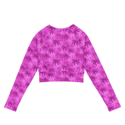 Key West Sun Shirts – Pink Palms – UPF 50+ Recycled Long-Sleeve Crop Top - Image 6