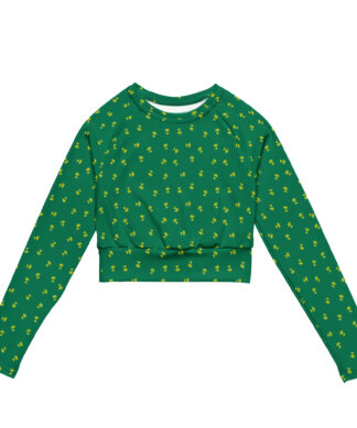 Key West Sun Shirts – Palms On Green – UPF 50+ Recycled Long-Sleeve Crop Top