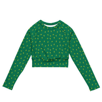 Key West Sun Shirts – Palms On Green – UPF 50+ Recycled Long-Sleeve Crop Top