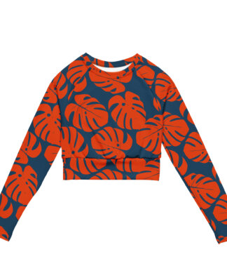 Key West Sun Shirts – Monstera Leaf – UPF 50+ Recycled Long-Sleeve Crop Top