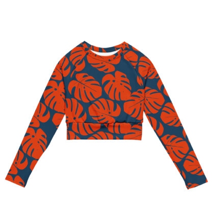 Key West Sun Shirts – Monstera Leaf – UPF 50+ Recycled Long-Sleeve Crop Top