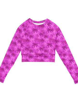 Key West Sun Shirts – Pink Palms – UPF 50+ Recycled Long-Sleeve Crop Top