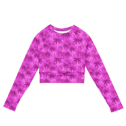 Key West Sun Shirts – Pink Palms – UPF 50+ Recycled Long-Sleeve Crop Top