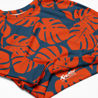Key West Sun Shirts – Monstera Leaf – UPF 50+ Recycled Long-Sleeve Crop Top - Image 5
