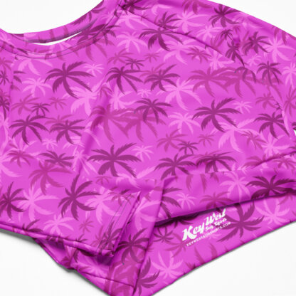Key West Sun Shirts – Pink Palms – UPF 50+ Recycled Long-Sleeve Crop Top - Image 5