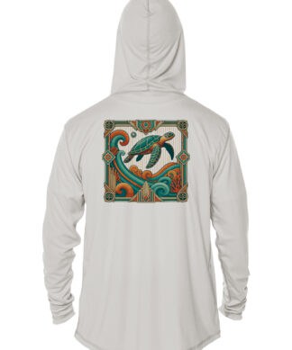 UPF 50+ Turtle Tide hoodie with tropical design, perfect for sun protection in Key West.