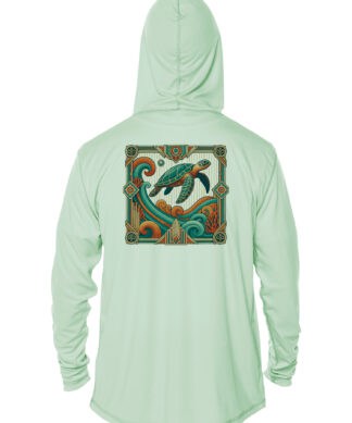 UPF 50+ Seagrass Hoodie with Turtle Design, XS.