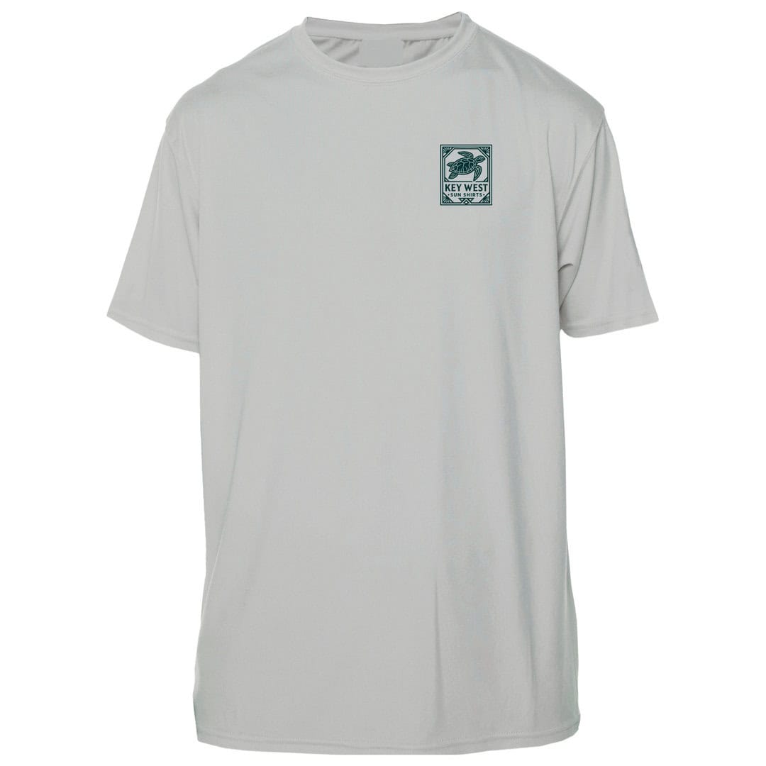 White T-shirt with Key West Sun Shirts logo on chest.