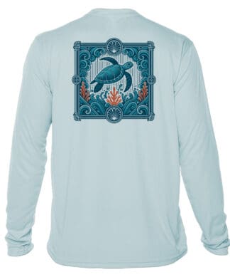 Blue Current Cruiser UPF 50+ long sleeve sun shirt in Arctic Blue for sun protection.