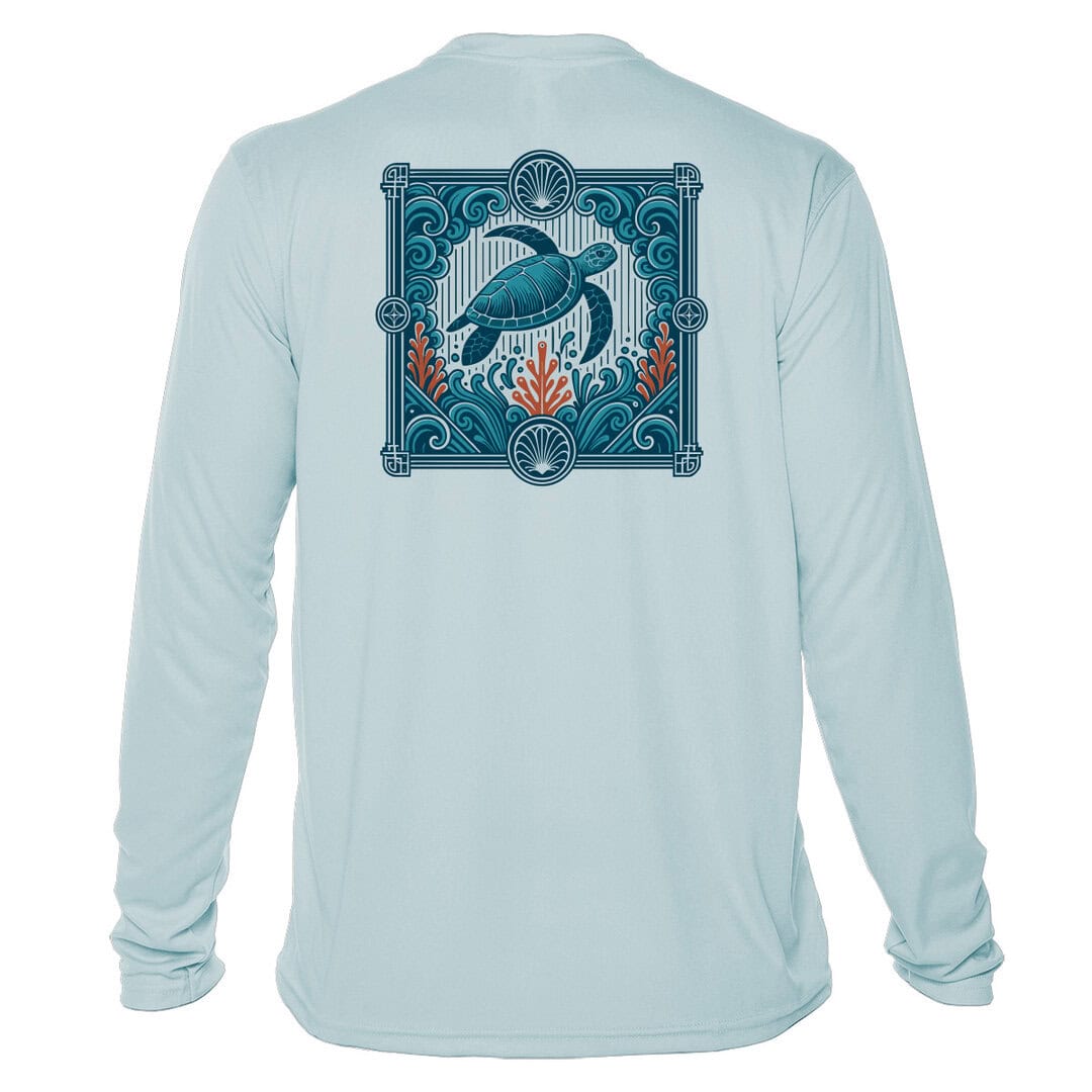Blue Current Cruiser UPF 50+ long sleeve sun shirt in Arctic Blue for sun protection.