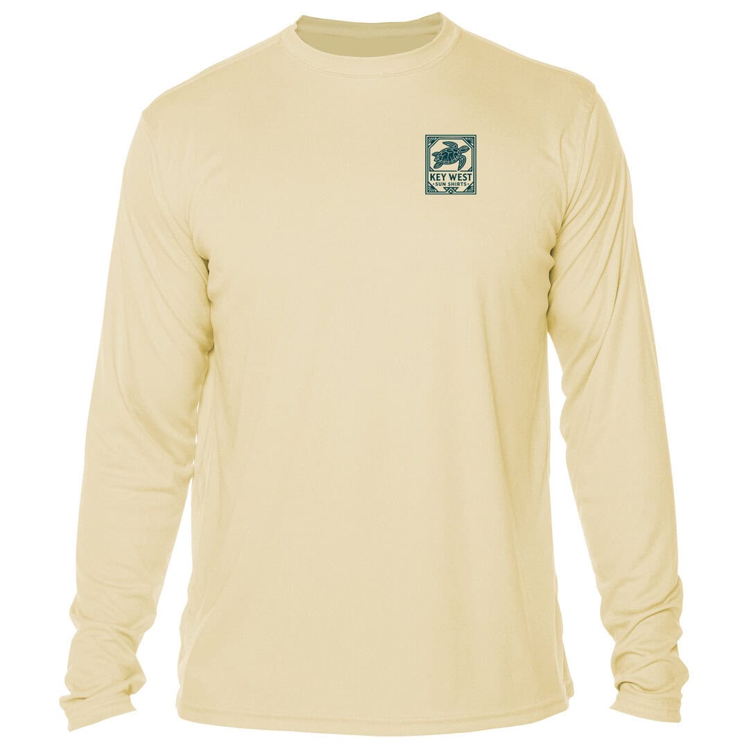 Long-sleeve Key West Sun Shirt with logo, perfect for beach and outdoor activities.