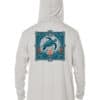 Hooded UPF 50+ sun protection hoodie featuring a blue turtle and ocean design, perfect for beach and.