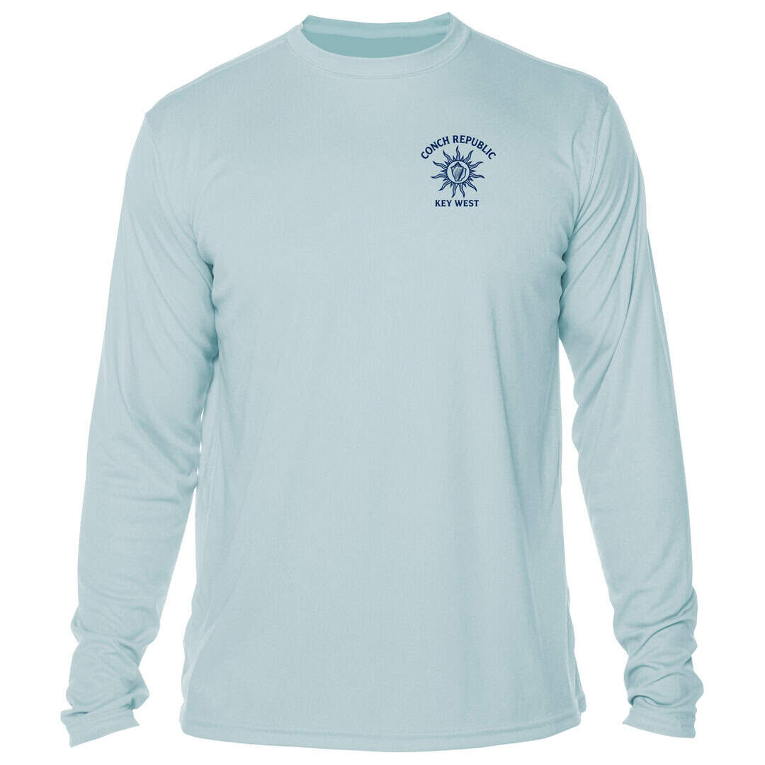 Light blue long-sleeve sun shirt with Couch Republic Key West logo.