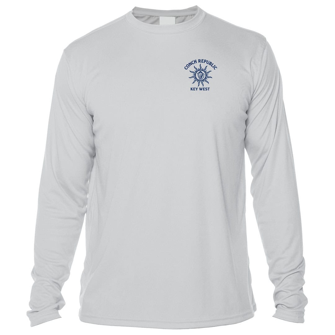White long-sleeve sun shirt with Couch Republic Key West logo.