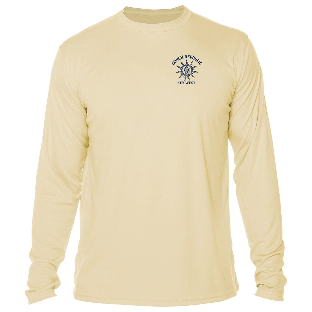 Long-sleeve sun protection shirt with Key West logo, ideal for outdoor activities.