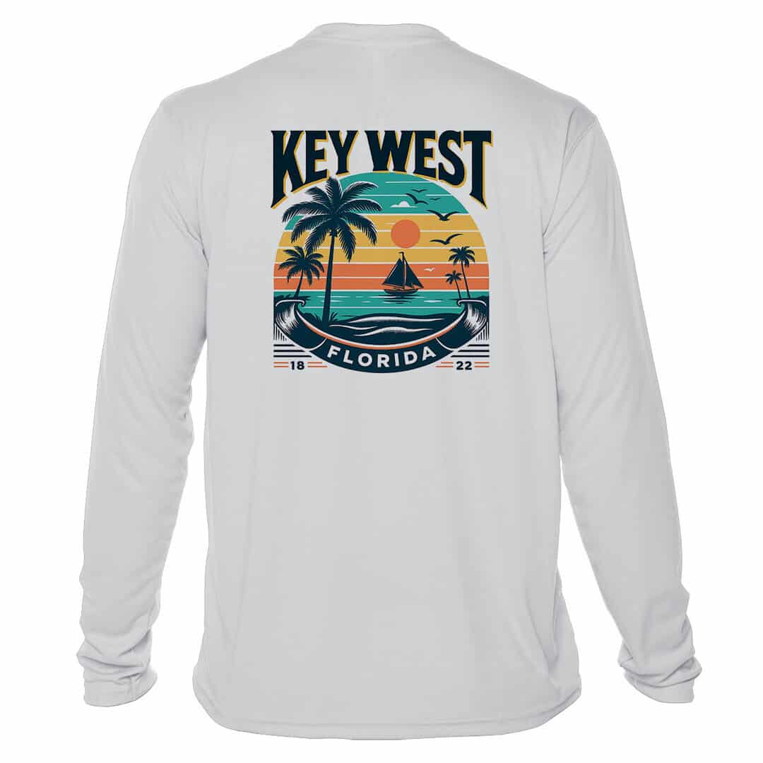 Sun protection shirt with Key West design, perfect for beach and outdoor activities.