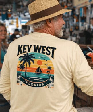 Sun protection shirt with Key West design, perfect for beach and outdoor activities.