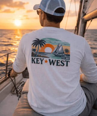 Sun protection shirt with Key West design, UPF 50+ UV protection, perfect for sailing and outdoor ac.