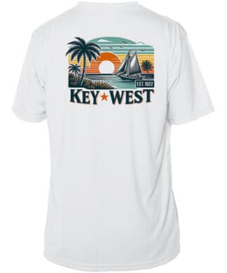 Sun Shirts with Key West design, UPF 50+ protection, perfect for beach and outdoor activities.