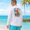 Parrot Party UPF 50+ long sleeve sun shirt with tropical design for sun protection. Perfect for beac.