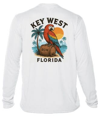 Parrot Party Key West Sun Shirt with UPF 50+ protection, long sleeves, and tropical design.