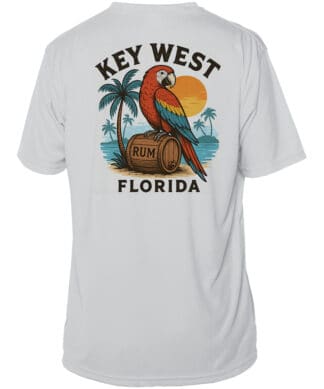 Sun Shirt with Parrot and Tropical Scene, UPF 50+.