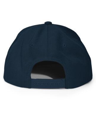 Classic navy blue snapback hat with "Mile Zero" embroidery, perfect for sun protection and beach sty.