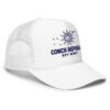 Trucker hat with Conch Republic logo and sun design, perfect for sun protection in Key West.