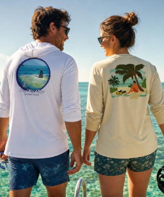 Snorkelers on a boat swim platform in Key West Sun Shirts