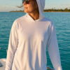 Plain UPF 50+ hoodie sun shirt worn on the water in the Florida Keys
