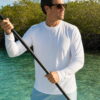 Plain UPF 50+ long sleeve sun shirt worn on the water in the Florida Keys
