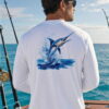 Key West Sun Shirts blue marlin Long Sleeve worn on the water in the Florida Keys