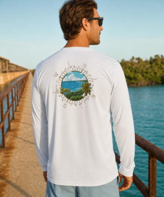 Key West Sun Shirts compass to bahia honda key Long Sleeve worn on the water in the Florida Keys