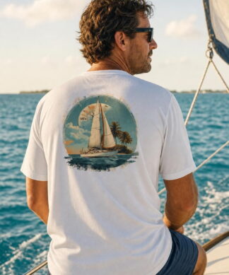 Key West Sun Shirts island sailing adventure Short Sleeve worn on the water in the Florida Keys