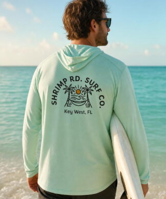 Key West Sun Shirts local vibe sun shirt Hoodie worn on the water in the Florida Keys