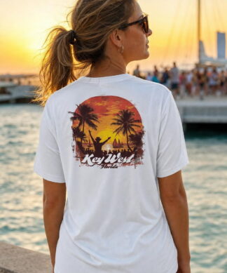 Key West Sun Shirts mallory square Short Sleeve worn on the water in the Florida Keys