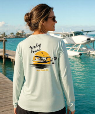 Key West Sun Shirts paradise found with seaplane Long Sleeve worn on the water in the Florida Keys