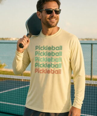 Key West Sun Shirts retro pickleball Long Sleeve worn on the water in the Florida Keys